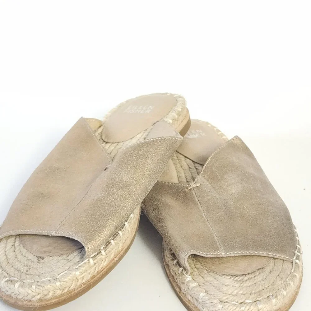 Eileen Fisher Milly Espadrille Sandals Gold Metallic 7